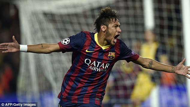 Saviour: Brazilian forward Neymar rescued a draw for Barcelona in the first leg of their Champions League tie