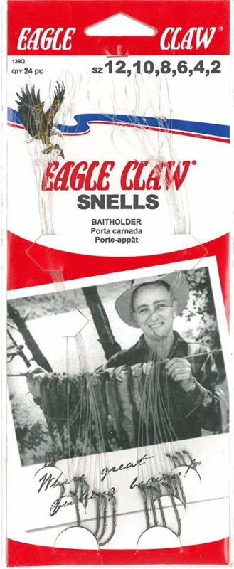 Eagle Claw 139RQH 24-Piece Set of Red Assorted Baitholder Snelled Fish Hooks